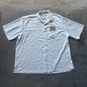 RS Island Inspired Resortwear Button Up Shirt Women's 3XL Cream Short Sleeve